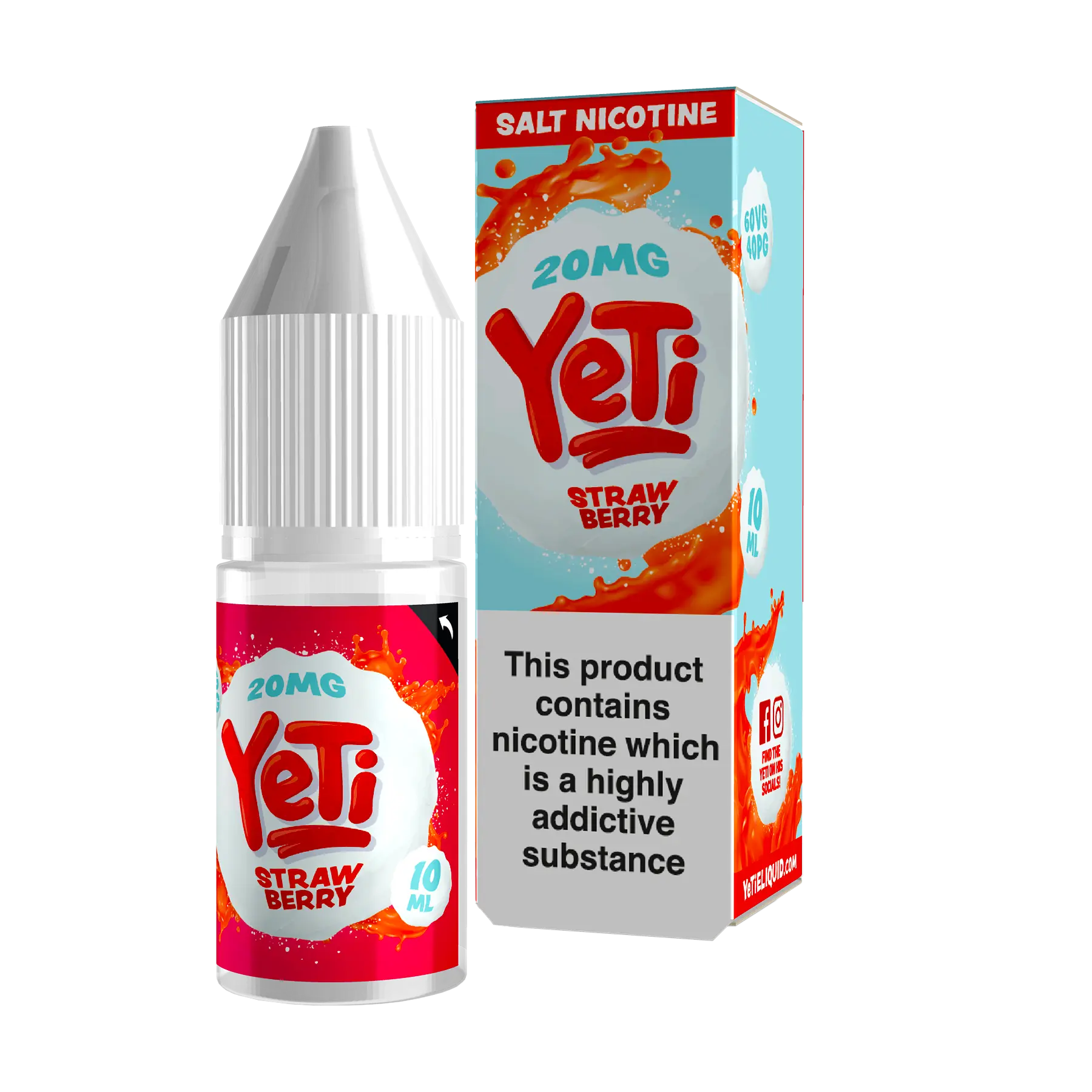 Yeti Salt Strawberry - 10ml E Liquid Nicotine Salt