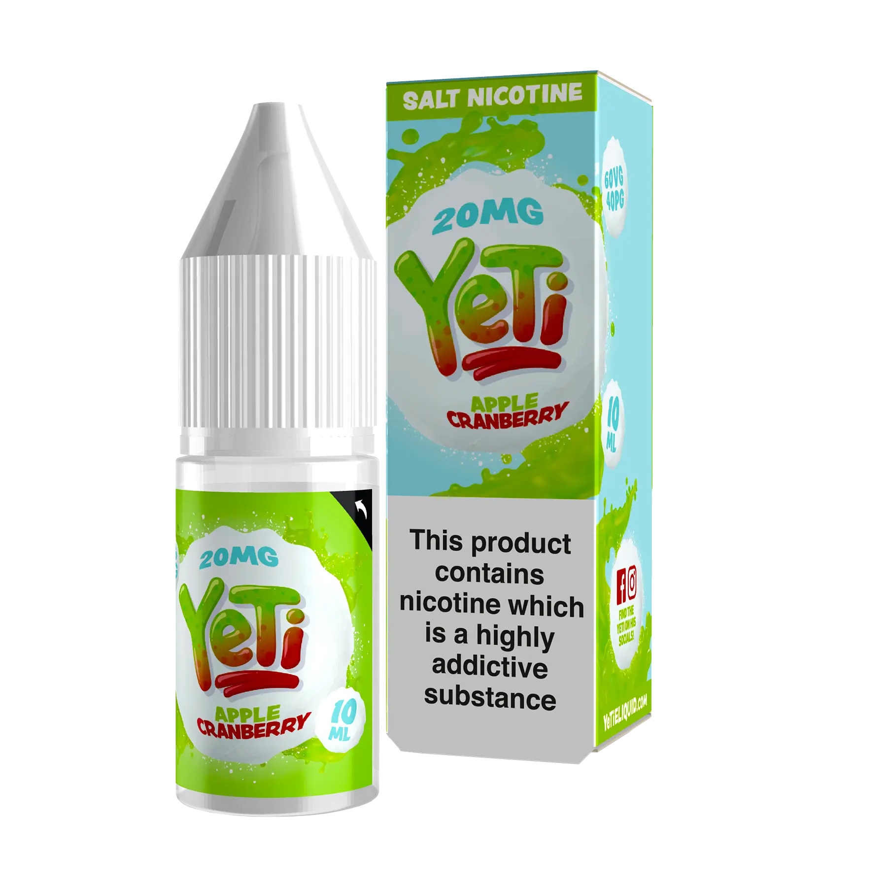 Yeti Salt Apple & Cranberry - 10ml E Liquid Nicotine Salt