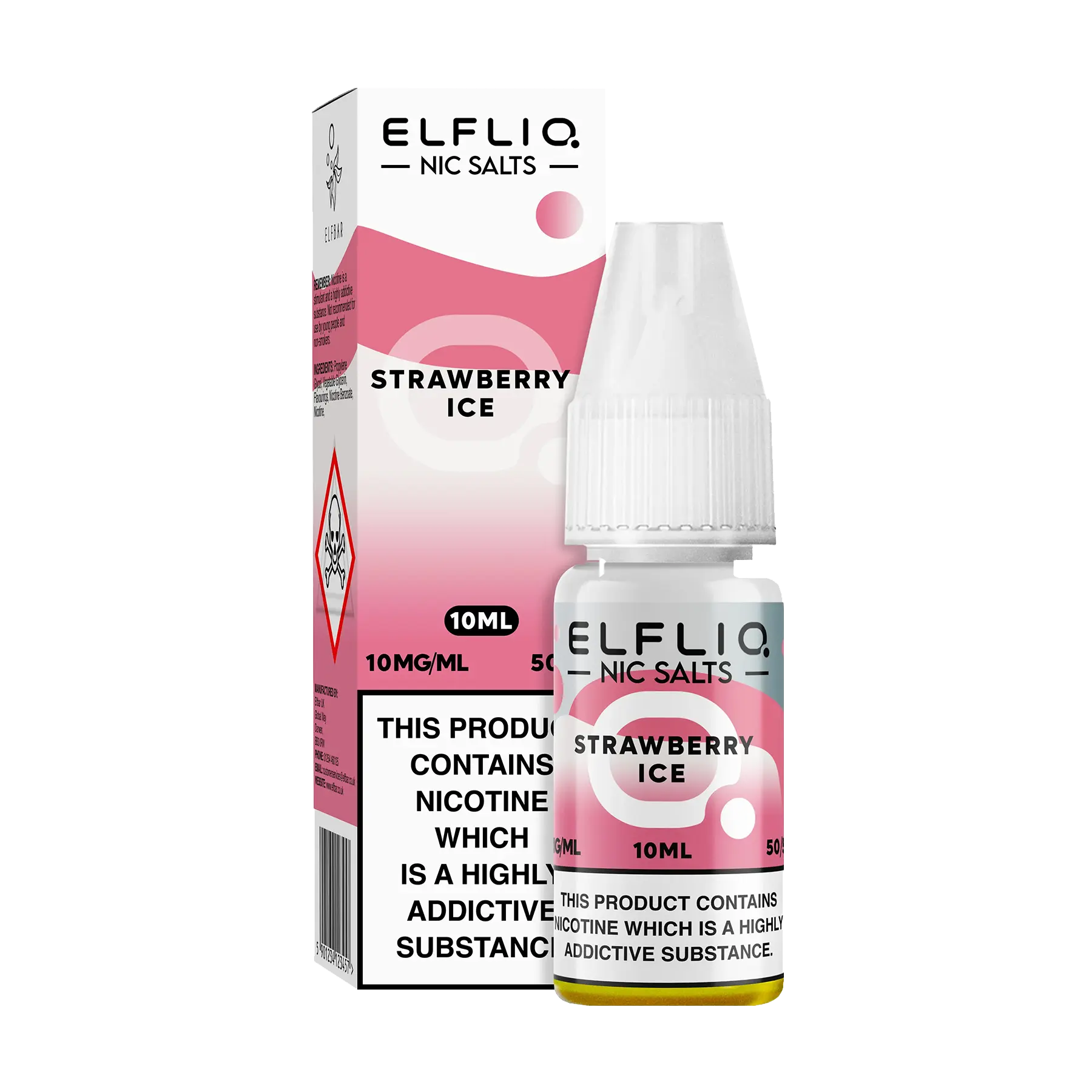 Elfliq: The Official Elf Bar Liquid - Strawberry Ice 10ml E-Liquid Nicotine Salt