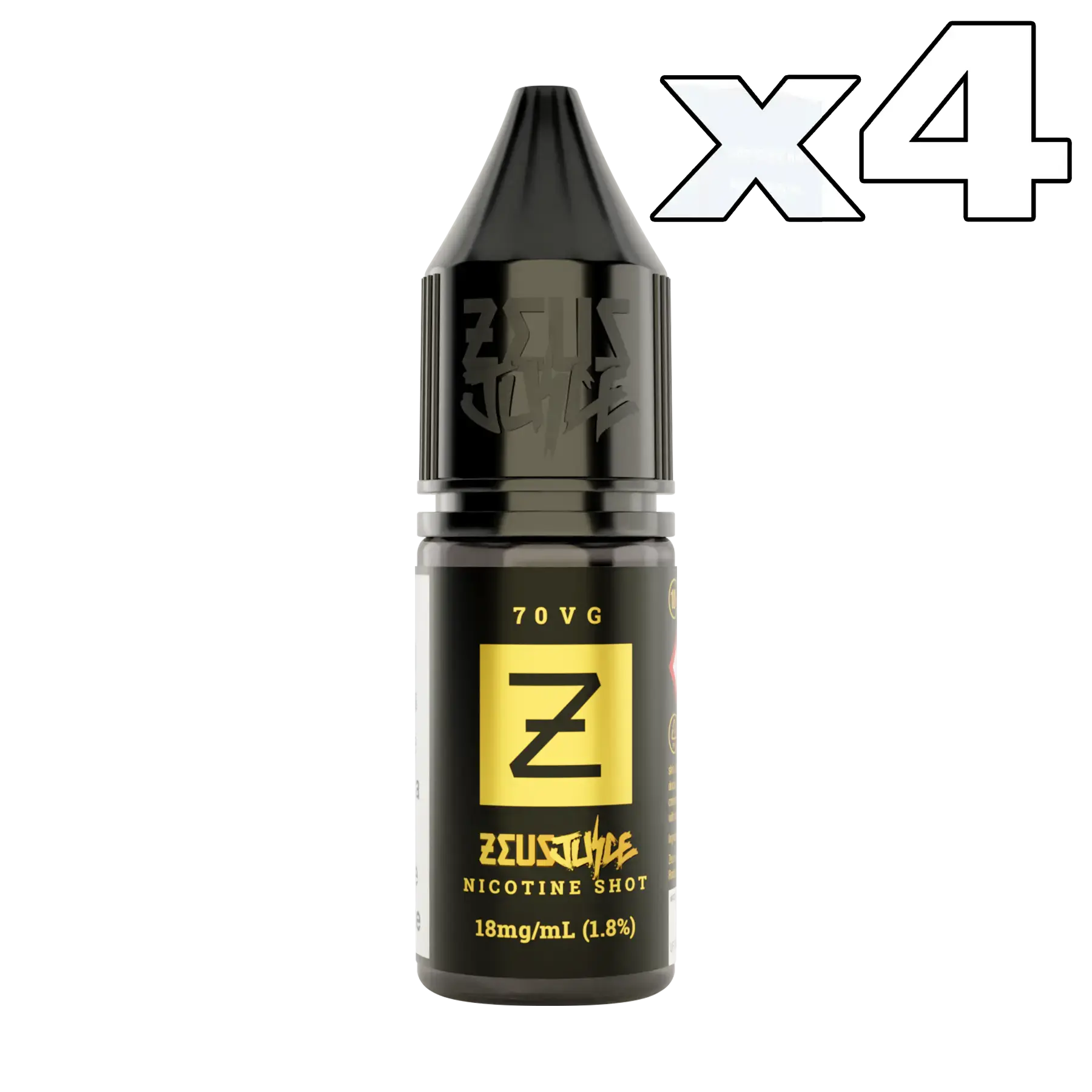 4x Zeus Juice 70vg / 30pg SALT Nicotine Shot