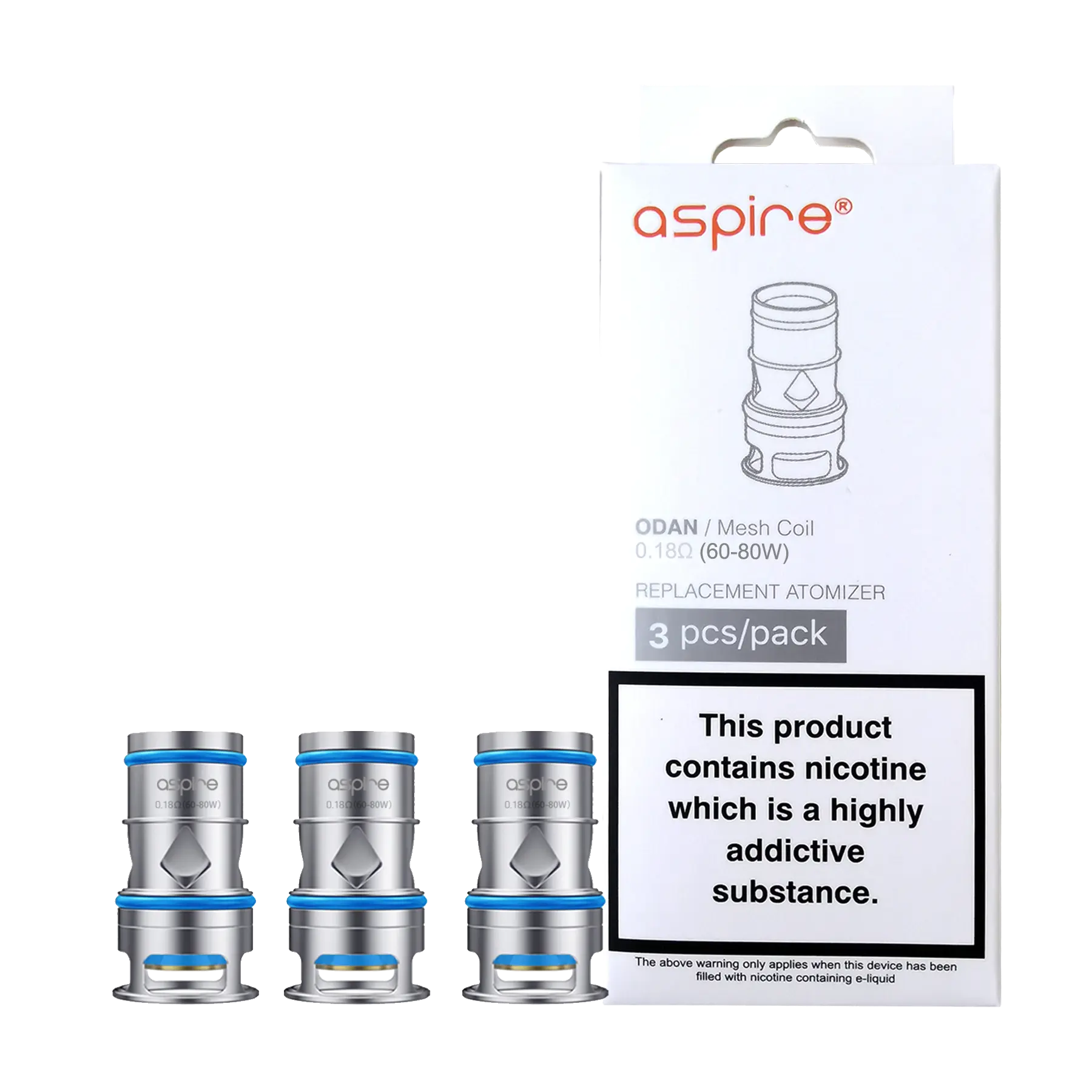 Aspire UK ODAN 0.18  ohm Meshed Replacement Coils - 3 Pack