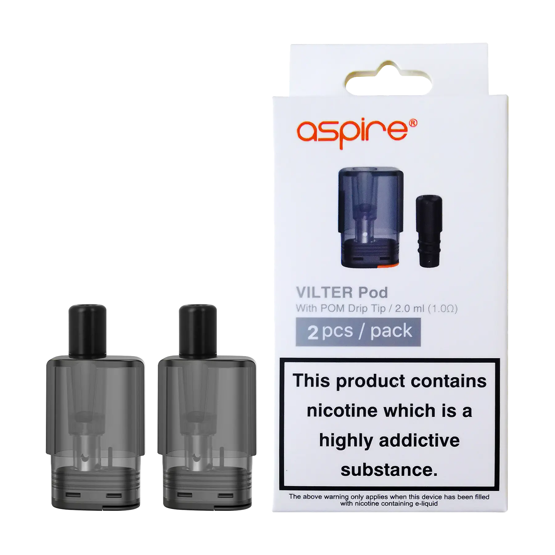 Aspire UK Vilter Replacement Pods & POM Drip Tips - 1.0 ohm (Pack of 2)