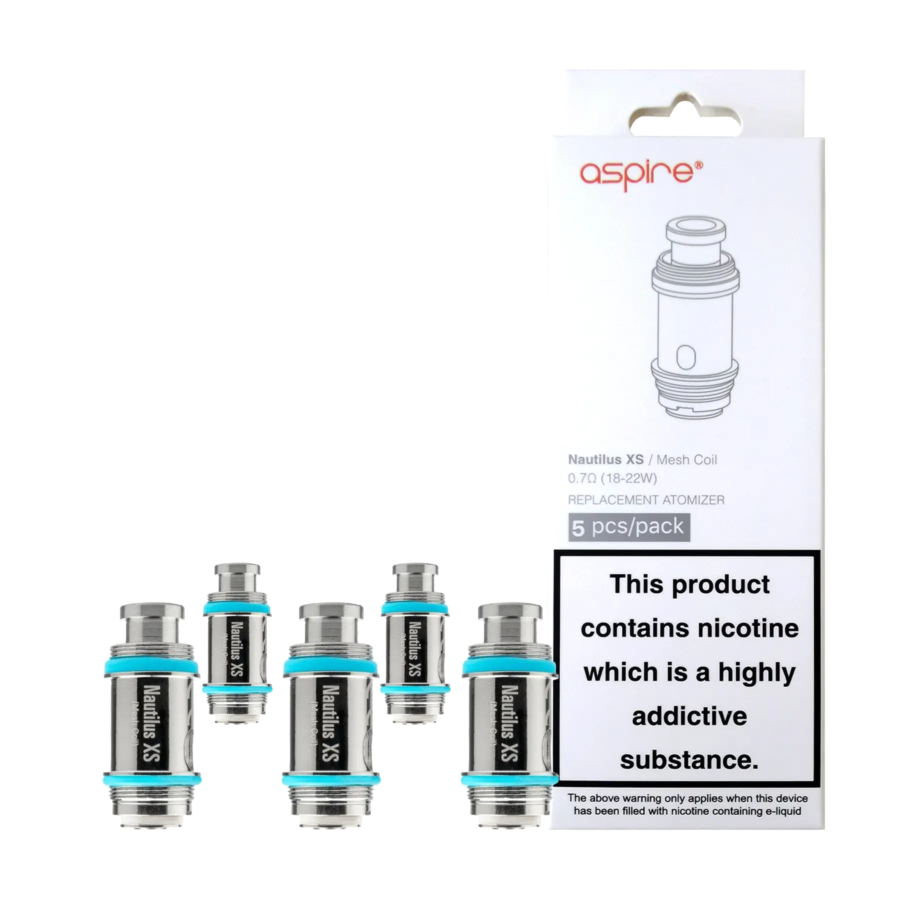 Aspire UK Nautilus XS 0.7 ohm Meshed Replacement Coils - 5 Pack